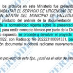 Documento con la respuesta a un derecho de petición ante el Ministerio de Salud sobre el avance de las adecuaciones de la unidad de urgencias del HEAD sede San Martín.