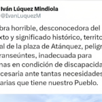 Trino de Twitter de Iván Luquez Mindiola sobre la remodelación de la plaza de Antaquez